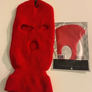 3-hole red ski mask w/free red mask